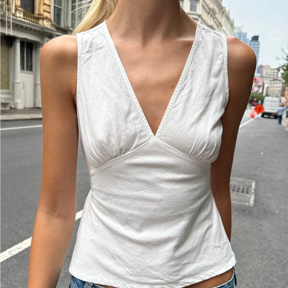 White top with tie in the back